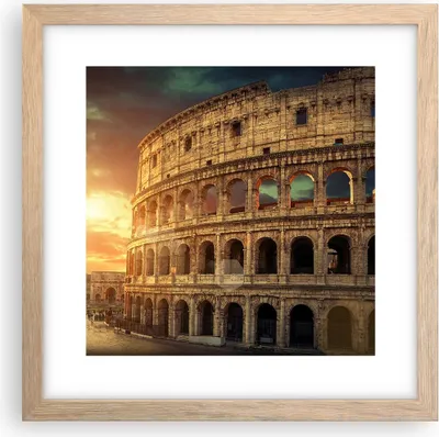 Produktbild von Gerahmtes Poster - Rahmen in heller Eiche - Coloseum Roma Architektur Italien - 30x30 cm - Wand Bild - Wanddeko - Wandbilder - Wandposter - Bilderrahmen - Bilder - Kunstdruck - P2NAC30x30-2966