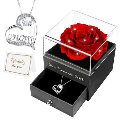 Ewige Rose mit Halskette – Muttertagsgeschenk für Mama