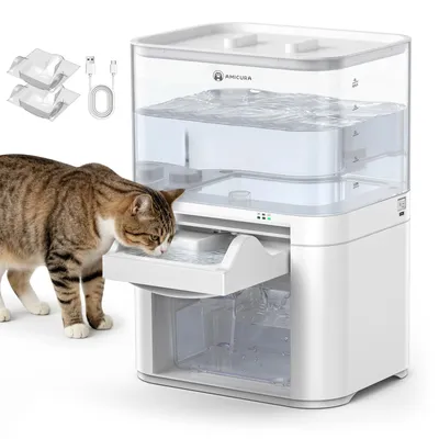 Produktbild von Kabelloser 5-in-1-Wasserbrunnen für Katzen, AMICURA A10, 180 Tage Laufzeit, 10.000 mAh, 2 l großes Fassungsvermögen