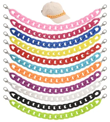 11 Acryl-Hutketten, abnehmbar, gemischte Farben, Unisex