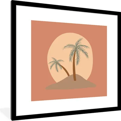 Produktbild von MuchoWow® Gerahmtes Poster Palme - Sonne - Pastell - Sommer 40x40 cm - Poster mit Schwarzem Bilderrahmen Wandposter Rahmen Foto Bilder - Poster - Plakat im Rahmen