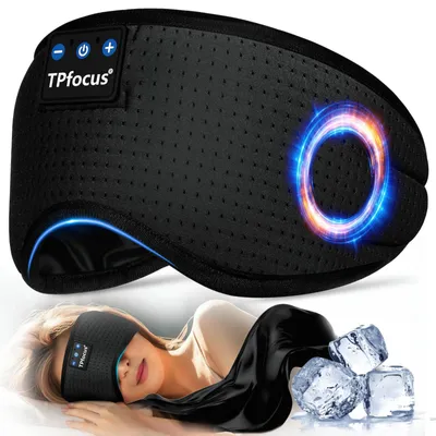 Produktbild von Schlafmaske mit Bluetooth ASMR kabellose Musik Schlafmaske Ultraweiche KopfhörerU Seitenschläfer Büro Reisen Geburtstag für Männer Frauen ICE BLACK