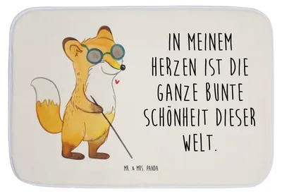 Produktbild von Mr. & Mrs. Panda Badematte Fuchs Blindheit - Weiß - Geschenk, Erblindung, duschmatte, Badläufer, badezimmer läufer, Badezimmerteppich, Badteppich