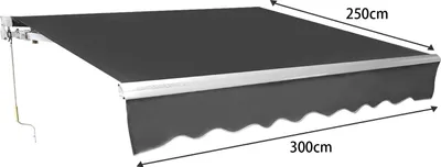 Produktbild von Gelenkarmmarkise 300x250cm Grau Sonnenmarkise einziehbare Markise Sonnenschutz Balkonmarkise Gelenkarm Sonnenschutz