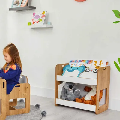 Obrázok produktu pre Skye Decor, moderná knižnica zo 100 % MDF (12 mm), 57 x 55 x 34 cm, biela a prírodná farba | Skandinávsky dizajn, ideálna do štýlových obývacích izieb a pracovní.