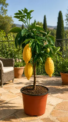 Image de Zitronatzitrone 'Maxima', jeune plant d'environ 50 cm – Citrus medica, cédrat, citronnier exotique idéal pour balcon et terrasse, Image générée par une IA