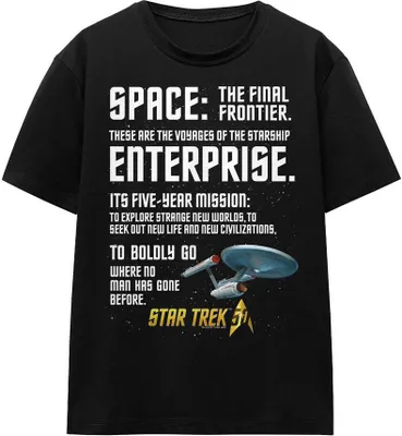 Immagine prodotto di Star Trek - Maglietta "Intro" per uomo/donna Unisex TV16173 (M) (Nero)