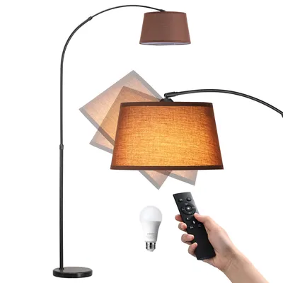 Zdjęcie produktu dla Lampa podłogowa EDISHINE do salonu z regulacją jasności, lampa łukowa o wysokości regulowanej w zakresie 143–176 cm, z magnetycznym pilotem i obrotową głowicą