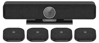 Productafbeelding van videoconferentiesysteem, 4K camera, luidspreker, microfoons en afstandsbediening