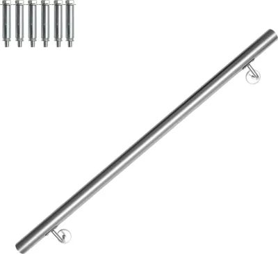 Immagine prodotto di Bettizia corrimano in acciaio inox 50 - 200 cm ringhiera per scale per interni ed esterni ringhiera a muro per scale in tubo di acciaio inox V2A, con materiale di montaggio, lunghezza: 100 cm