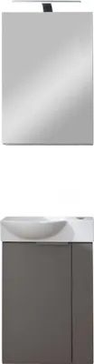 Produktbild von FACKELMANN SBC B.PARIS Gäste WC Waschtisch Set mit Spiegelschrank 45 cm breit, Grau, Türanschlag links  Eleganz und Funktionalität für Dein Badezimmer