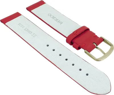 Produktbild von Herzog Beach II Uhrenarmband rot > mattes glattes Leder gleichlaufend, Stegbreite:18mm, Schließe:Gelbgolden