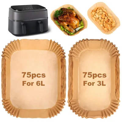 Produktbild von Airfryer Backpapier für Philips Dual Basket 3000-Serie, Tefal Easy Fry 5,2/3,1 L, 150 Stück