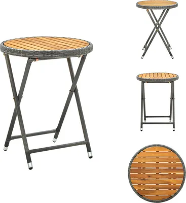 Immagine prodotto di vidaXL Tavolino grigio 60 cm in poly rattan e legno massiccio di acacia - Tavoli da giardino