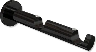Produktbild von Interdeco Träger, Halterung mit 7,5 / 14,5 cm Abstand, Auflageträger für Gardinenstangen 20 mm Ø, 2-läufig, Schwarz, Modell Platon