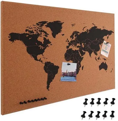 Produktbild von Famanu Korkpinwand mit Holzrahmen, 60 x 40 cm, modernes Design inklusive 10 Pinnadeln