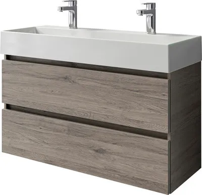 Produktbild von Pelipal Badmöbel-Set Torino BxHxT 101 x 66,7 x 40 cm Frontfarbe eiche sanremo Badmöbel-Set mit Waschtisch Keramik weiß