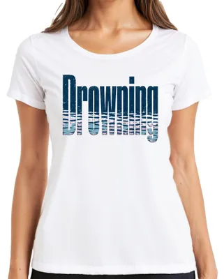 Productafbeelding van "Drowning Everytime I Breathe For You" - Songtekst, 90's popboyband, dames T-shirt, wit, maat M
