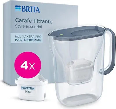Immagine prodotto di Caraffa filtrante BRITA Style Essential, blu minerale, capacità 2,4 l, 4 Maxtra Pro Pure Performance, Smart Light