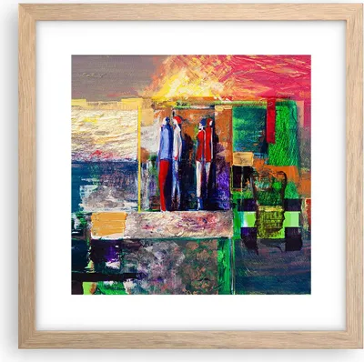 Produktbild von Gerahmtes Poster - Rahmen in heller Eiche - Abstraktion modern - 30x30 cm - Wand Bild - Wanddeko - Wandbilder - Wandposter - Bilderrahmen - Bilder - Kunstdruck - Wandbild - P2NAC30x30-3670