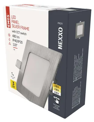 LED podhledové svítidlo NEXXO stříbrné, 12 x 12 cm, 7 W, teplá/neutrální bílá