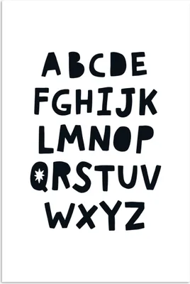Produktbild von MuchoWow® Poster Alphabet - Schwarz - Weiß - Kinder - Jungen - Mädchen - Baby - Kinder 40x60 cm - Plakate für die Wand - Poster Babyzimmer