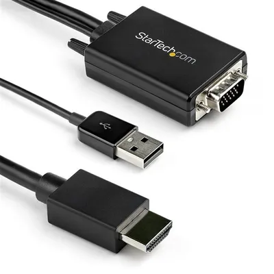 Obrázek produktu pro StarTech.com VGA2HDMM2M, 2 m, USB Type-A + VGA (D-Sub), HDMI Typ A (standardní), Samec, Samec, Přímý