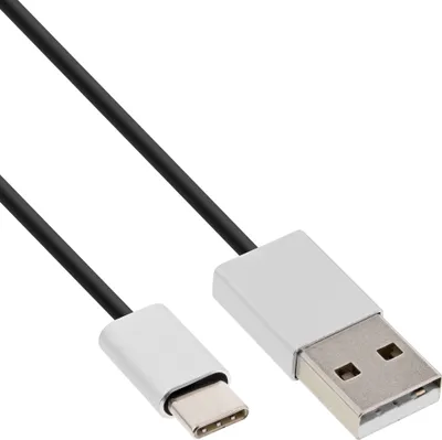 Immagine prodotto di Cavo InLine® USB 2.0, da spina USB-C a spina A, nero/alluminio, flessibile, 5 m