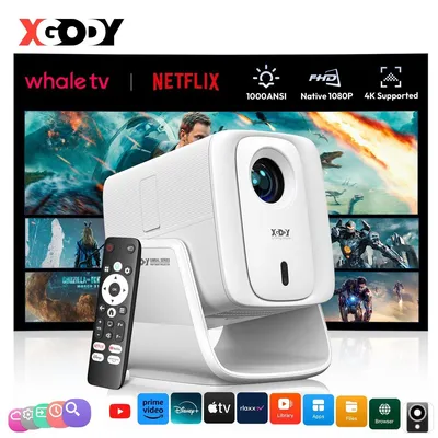 Produktbild von 4K Smart Beamer Projektor Autofokus Heimkino 1000 ANSI Lumen Android 14 WIFI 6 Bluetooth 5 4 HDMI USB mit eingebauten Lautsprechern und Sprachsteuerung