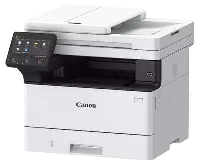 A studio shot of a Canon i-SENSYS MF465dw multifunction printer.