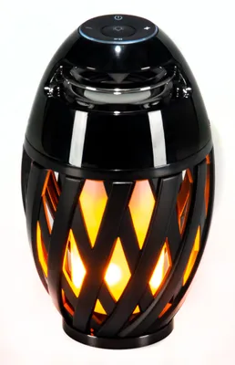 Produktbild von Bluetooth Lautsprecher Flammenlicht Schwarz 10x24cm kabellos Led Tischlampe Outdoor Musikbox 5 Watt