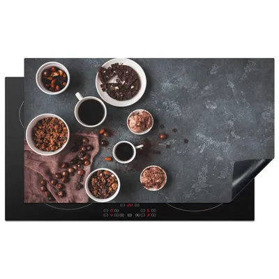 Produktbild von KitchenYeah© Herdabdeckplatte Kaffee - Schokolade - Beton , 90x52cm, Küche Deko, Glaskeramikkochfeld Herdabdeckung, Abdeckplatte fùr Kochfeld