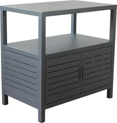 Immagine prodotto di Milani Home - mobiletto da giardino, alluminio, contenitore outdoor ante a lamelle, antracite, 90 x 55 x 90 cm