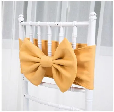 Image de Housses de chaise élastiques, lot de 6 - Élasthanne et polyester - Décoration pour mariage - Fête - 15 x 35 cm