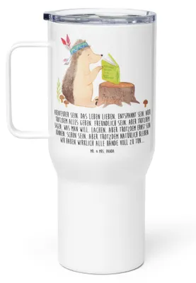 Produktbild von Mr. & Mrs. Panda Isolierbecher Igel Federschmuck - Weiß - Geschenk, Camping, Indianer, thermosbecher, Tiere, Lagerfeuer, Thermobecher, Kaffee-to-go-Becher, getränkebecher