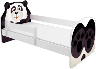 Image de ACMA Animaux VII Lit d'enfant Lit d'adolescent Lit junior Set complet avec matelas Protection antichute Sommier (06 Panda, 140x70 cm)