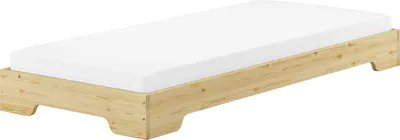 Produktbild von Extra platzsparendes stabiles Flachbett in kompakter Form 90x190 Studentenbett Massivholz V-60.41-09-190Rollrost und Matratze inkl.