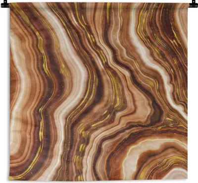 Produktbild von MuchoWow® Wandteppich Wandbehang Marmor - Golden - Braun 120x120 cm Tapisserie Dekoration Wandtuch - Modern - Baumwollgewebe