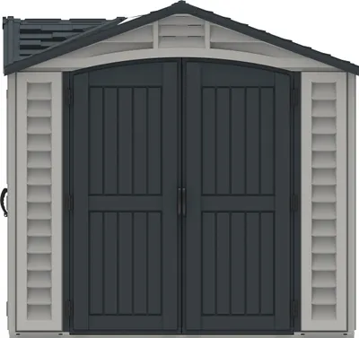 Produktbild von Duramax Kunststoff Gartenhaus 239x326 Geräteschuppen Garten Gerätehaus Drehtüren, H. 234 x B. 239 x T. 326 cm