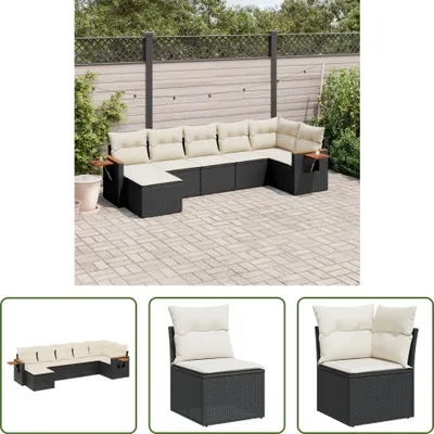 Produktbild von The Living Store 7-tlg. Garten-Sofagarnitur mit Kissen Schwarz Poly Rattan