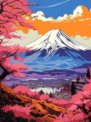 Image de Peinture par numéros - Le Fuji magique 30 x 40 cm - Ideyka