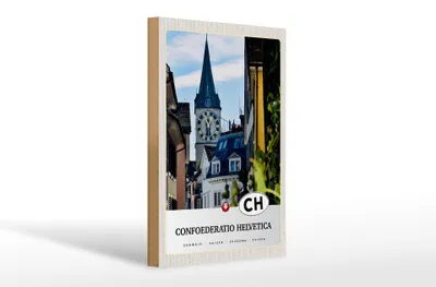 Produktbild von Holzschild Reise 20x30cm Confoederatio Helvetica Stadt Urlaub