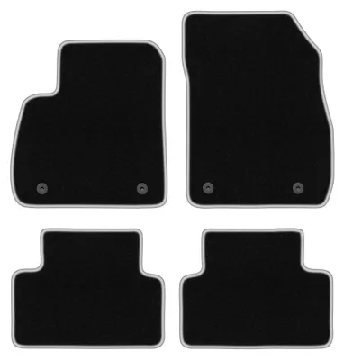 Obrázek produktu pro Velurové autokoberce pro: Opel Zafira C 2012-2018 (minivan) – sada 4 ks, černo-stříbrné, na míru – Wielganizator CARLUX
