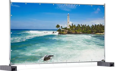 Produktbild von Wallario XXL Outdoor-Poster für Garten oder Balkon, Motiv Weißer Leuchtturm auf Sri Lanka, in ca. 340 x 173 cm