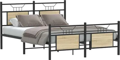 Zdjęcie produktu dla vidaXL Rama łóżka bez materaca dąb sonoma 137x190 cm materiał drewnopochodny