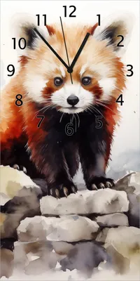 Produktbild von Wallario Design Wanduhr bedruckt, Größe 30 x 60 cm, Motiv: Neugieriger Rotpanda