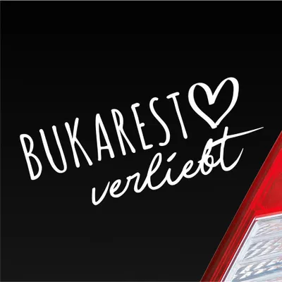 Produktbild von Auto Aufkleber Bukarest verliebt Herz Stadt Heimat Liebe Car 19x8 cm Weiss Glanz Sticker Heckscheibenaufkleber