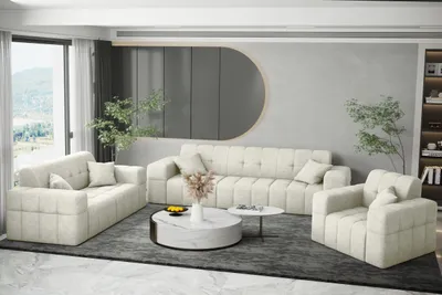 Zdjęcie produktu dla Komplet wypoczynkowy 3+2+1 NIMES tkanina Perfect Harmony ecru