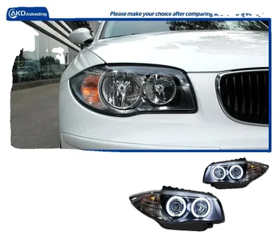 Obrázek produktu pro Sada světlometů, technologie LED, dálková světla Angel Eye projektorová čočka, kompatibilní s BMW řady 1 E87 2004-2011, světlomety LED