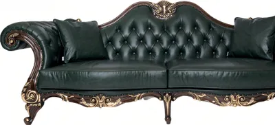 Produktbild von Elegantes grünes Leder-Sofa für modernes Arbeitszimmer